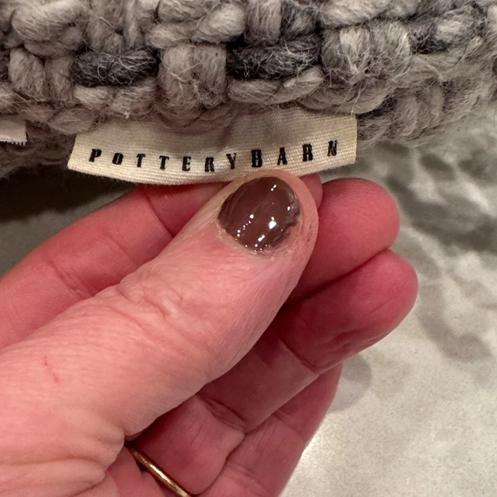 Pottery Barn Textured Gray and Cream Pillow